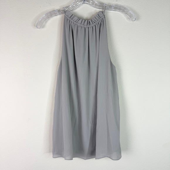 H&M Tops - H&M Blouse Womens Small Gray Halter Neck Pleated Chiffon Keyhole Back Sleeveless